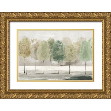 Pearce Allison 24x17 Gold Ornate Wood Framed with Double Matting Museum Art Print Titled - Green Forest