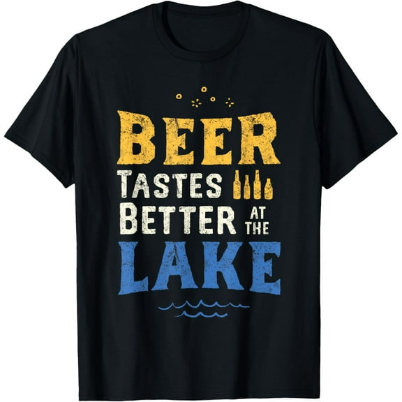 Lake Drinking Shirt Beer Tastes Better At The Lake Life Gift T-ShirtMen and women, White Black T-shirt, size: Extra large S-1306XL