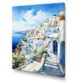 thumbnail image 2 of Designart "Coastal Village of Greek Isles I" Landscapes Canvas Wall Art - Country White Greece Living Room Canvas Art, 2 of 6
