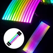 PCIe Cable PSU Sleeved Extension Cable GPU Cables Extension RGB Cable for PC Black 24PIN