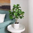 thumbnail image 5 of DR.Planzen Artificial Fiddle Leaf Fig Tree, 25.6 Inch Tall Lifelike Fake Plant in White Pot, Realistic Indoor Ficus Lyrata for Home Office Living Room Decor, 5 of 8