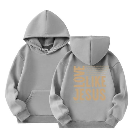SGMVNU Girls Casual Sweatshirt 8-9 Years Grey Graphic Hoodies for Boys Girls Christian Faith Sweatshirts Kids Religious Hoodie Pullover Tops with Pocket