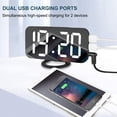 thumbnail image 2 of Digital Alarm Clock，6.6" Large Mirrored LED Clock Modern Mirror Desk Wall Clock with Dual USB Charger Ports Home Desk Alarm Clock (Black), 2 of 7