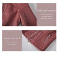 thumbnail image 4 of Puntoco, cárdigan de cuero con cremallera sólida a la moda para mujer, con bolsillo, abrigo corto, chaqueta, liquidación Puntoco Puntoco-308, 4 of 5