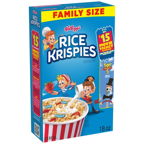 Kellogg's Rice Krispies Original Breakfast Cereal, 8 Vitamins and Minerals, Family Size, 18  oz