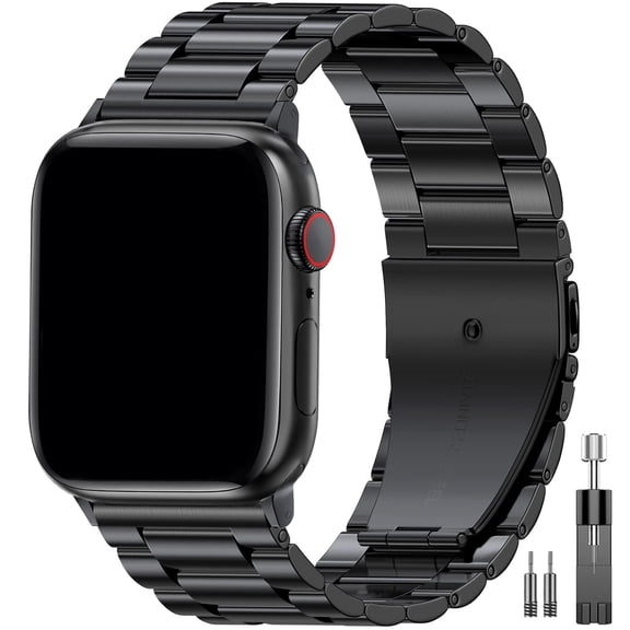 ZYX Premium Stainless Steel Band for Apple Watch, Classic Business Metal Strap with Adjustable Tool, Black, 38/40/41mm/42mm(series 11 10)