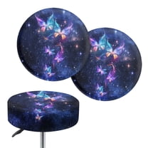 ZIATUBLE Galaxy Butterfly Chair Seat Cushion Cover Elastic Bar Stool Covers Round 2 Packs with Elastic Bottom Stool Covers Chair Slipcovers 12-14 Inch for Party Wedding Date