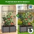 thumbnail image 4 of MOPHOTO 16"X32"x73" Raised Garden Bed Planter Box with Trellis for Climbing Vegetables Plants, Tomatoes Planters Outdoor Tomato Cage with Wheels, Indoor Outdoor Use, 4 of 10