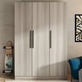thumbnail image 2 of Timechee 70." H x 47.2" W Wardrobe Cabinet Armoire Three Doors In White Closet Grey Wood, 2 of 5
