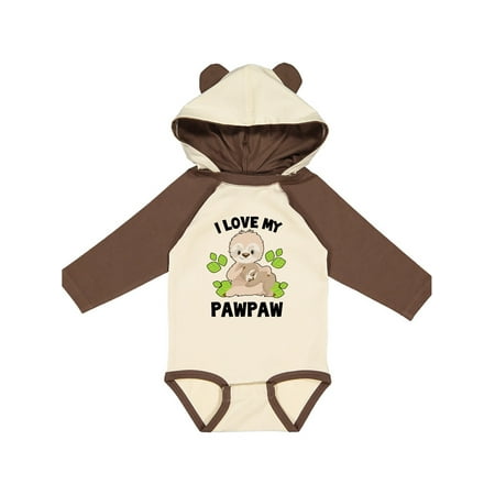 

Inktastic Cute Sloth I Love My Pawpaw with Green Leaves Gift Baby Boy or Baby Girl Long Sleeve Bodysuit