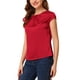 thumbnail image 4 of INSPIRAR CHIC Blusa de Seda con Mangas Cortas para Mujeres Cuello Redondo Plisada Casual Elegante Talla XS Roja, 4 of 6
