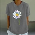 thumbnail image 1 of Blouses pour Femmes, T-Shirt Décontracté Imprimé Mode Manches Courtes Col Poupée Mignon Coton et Lin Blouse, 1 of 4