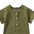 thumbnail image 2 of Faraee Newborn Baby Boy Girl One Piece Romper Infant Ribbed Short Sleeve Jumpsuit Half Button Spring Summer Onesies Outfits Green Size 9-12 Months, 2 of 3