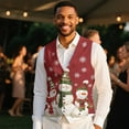 thumbnail image 4 of Yuyamidu Snowman Men's Suit Vest Christmas Casual Waistcoat Vest Size L Leisure Dress Business Vests for Wedding Party Tuxedo with Pockets, Red, 4 of 7
