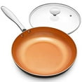 thumbnail image 1 of MICHELANGELO 12 Inch Frying Pan with Lid, Nonstick Copper Frying Pan with Titanium Ceramic Interior, Nonstick Frying Pans, Nonstick Skillet with Lid, Large Copper Pans Nonstick, Induction Compatible, 1 of 4