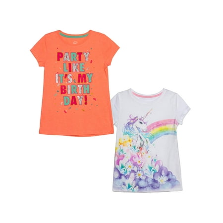 Graphic T-Shirts, 2-Pack (Little Girls & Big (Best Little Girl Clothes)