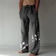thumbnail image 1 of Pantalones largos de verano para hombre, de algodón y lino, con pierna ancha, estampados, con cordones, para deportes y vacaciones, 1 of 7