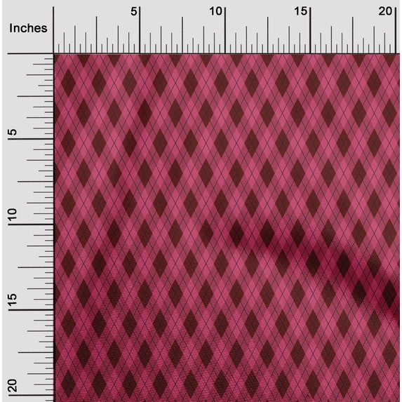 oneOone Cotton Poplin Maroon Fabric Argyle Check Sewing Craft Projects Fabric Prints By Yard 56 Inches Wide