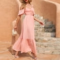 thumbnail image 7 of Abcnature Womens Maxi Dress, Women Solid Sling Sleeve Short Sleeve Long High Waist Dress, Plus Size Summer Casual Beach Party Long Dress Pink XL, 7 of 7