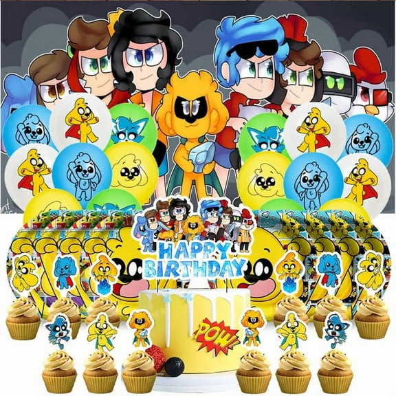 Mikecrack Birthday Party Supplies Balloons Paper Plates Decoration Cake Topper Decor Tableware Banner Backdrop