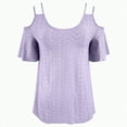 thumbnail image 5 of ORT Womens Summer Tops Crew Neck Shirts Trendy Vacation Outfits Casual Cap Sleeve Tops with Curved Hem(Purple,M), 5 of 7