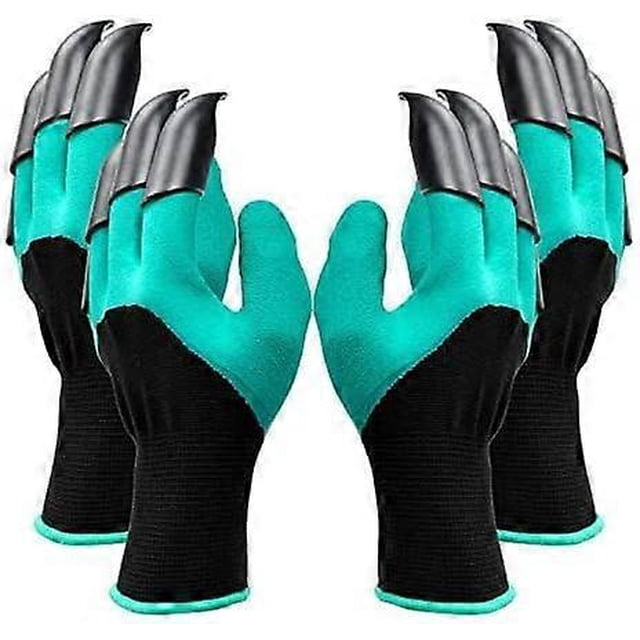 2 Pairs Waterproof Gardening Gloves with Claws - for Digging and Planting for Men and Women