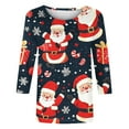 thumbnail image 5 of LiMoi Women's Festive Christmas Santa Print Three Quarter Sleeve Round Neck Casual Tops Tees Tshirts Shirts Blouse for Holiday My Items, 5 of 5