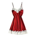 thumbnail image 2 of BLTIBY Womens Lingerie Nightgowns with Chest Pads Solid Color Lace Babydoll Chemise Strappy Sleepwear Sleep Dress Fashion Comfortable Red 3XL, 2 of 4