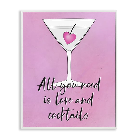 Stupell Industries Art Deco Love & Cocktails Pink Martini White Framed Giclee Art, 16 x 20, by Martina Pavlova