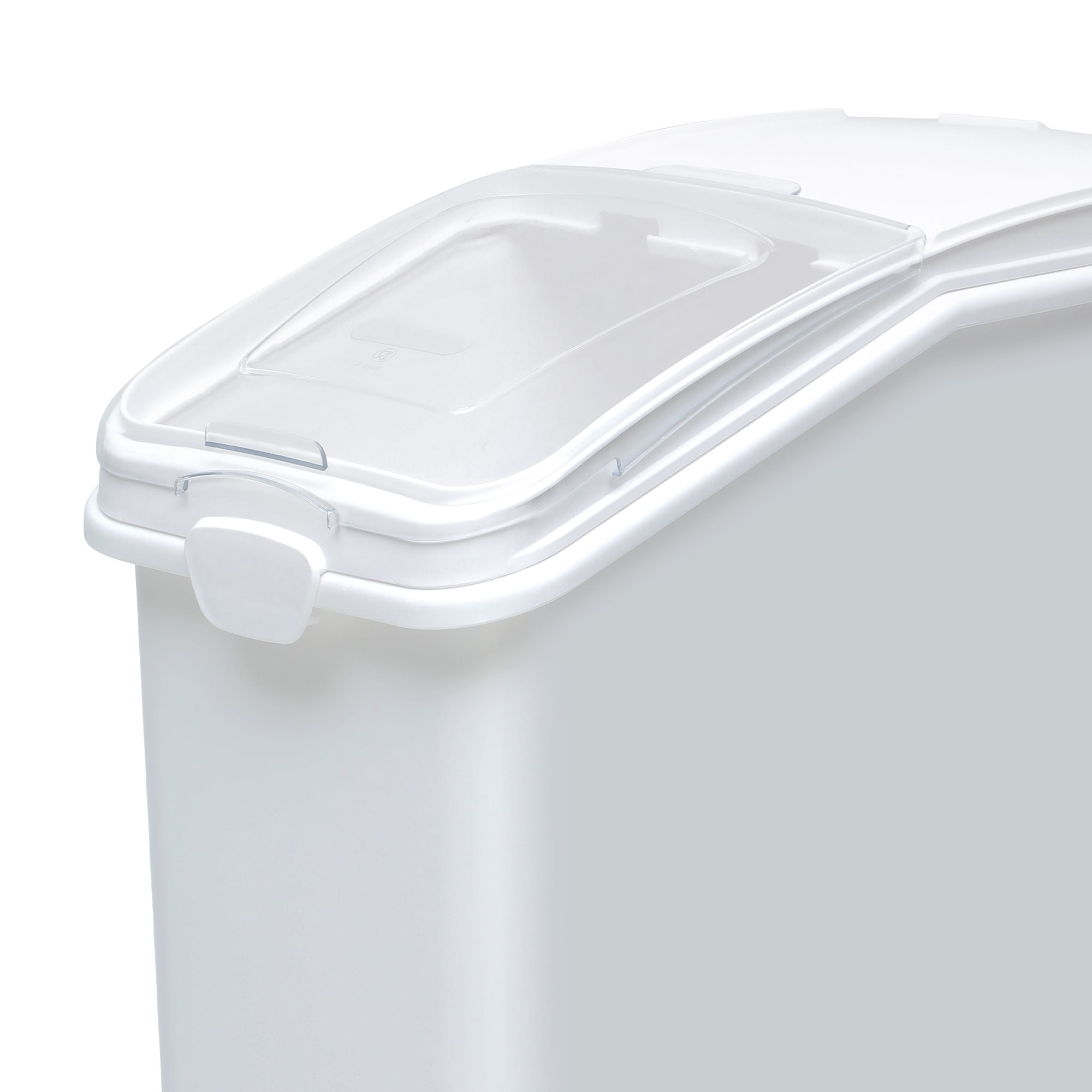 Uforic 27 Gal Large Ingredient Storage Bin, 625 Cups Commercial Food Container, Bulk Flour Storage Bin with 360° Wheels, Scoop and Lid, Kitchen Dry Food Storage Bin, White