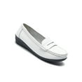 thumbnail image 3 of Daeful Women Flats Round Toe Loafers Low Top Boat Shoes Womens Breathable Casual Slip On Moccasins White 7, 3 of 9