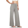 thumbnail image 3 of Bloomae Women's Palazzo Lounge Pants Loose Flowy Casual Stretchy Wide Leg Pants Comfy High Waist Tummy Control Trousers Gray S, 3 of 5