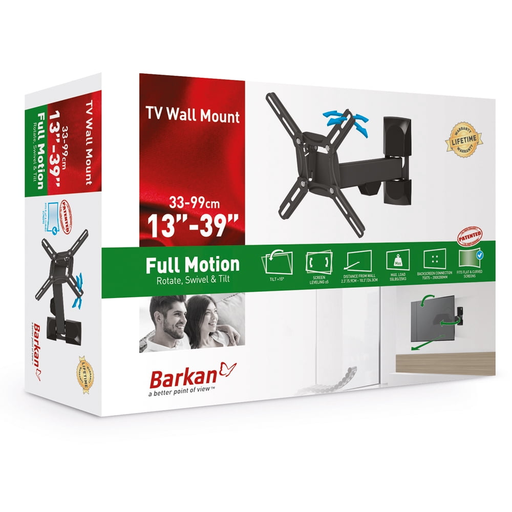 Barkan Full Motion TV Wall Mount 13 - 43 inch Various Screens Fit Patent Lifetime Warranty