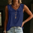 thumbnail image 6 of Women's Front Placket Top Baeitkot Women's Solid Color Casual Lace Up Front Placket Top Navy XXL, 6 of 8