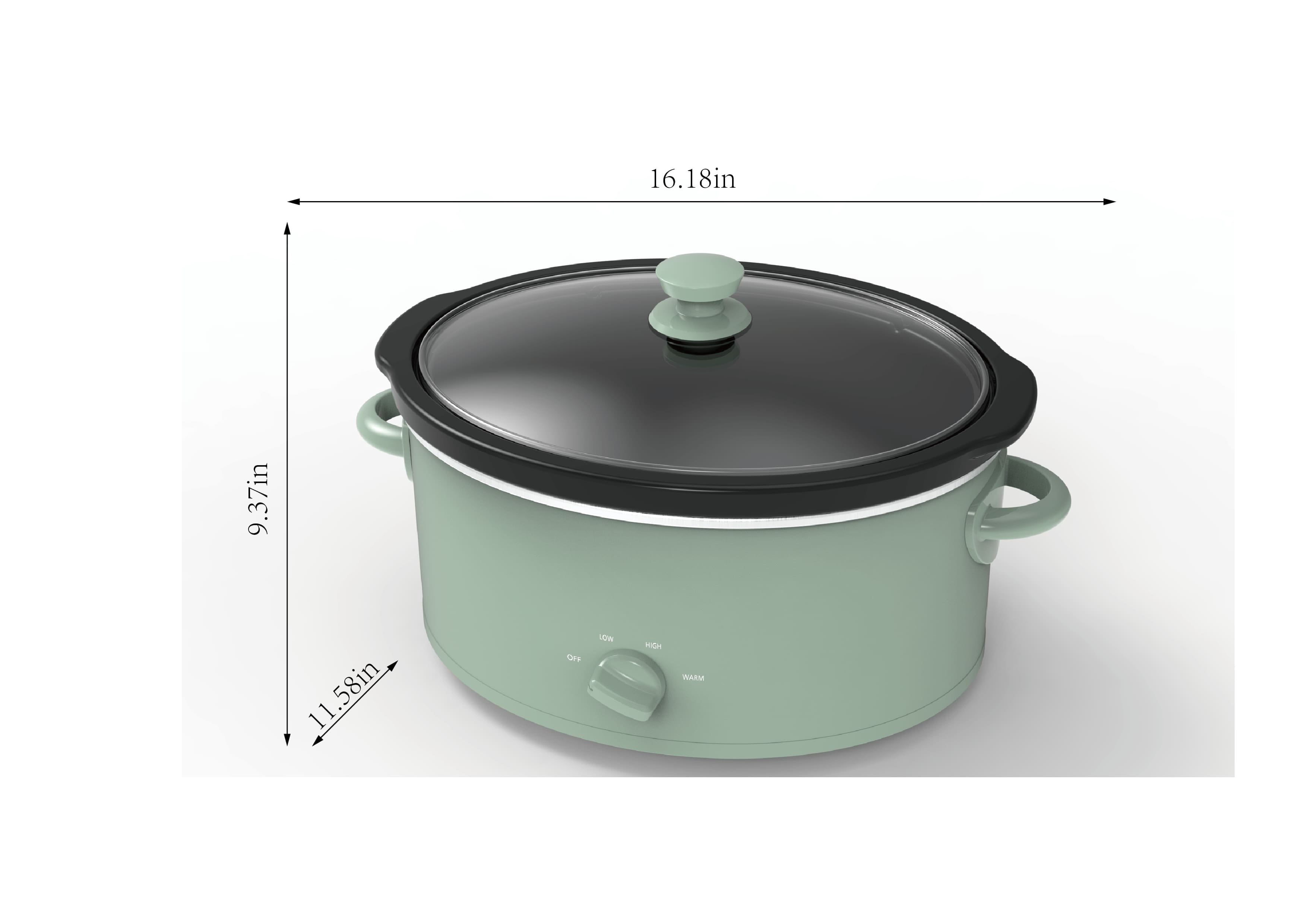 Mainstays 6 Quart Manual Slow Cooker, Green Sage