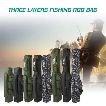 fishing rod bag Storage 3 Layers Fishing Pole Bag Portable Folding Rod Carry Case Fishing Reel Tackle Storage Bag Case