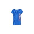 thumbnail image 1 of Aeropostale Vertical Nyc 87 playera adornada con cuello en V para mujer, azul, pequeño Aeropostale Camiseta adornada, 1 of 1