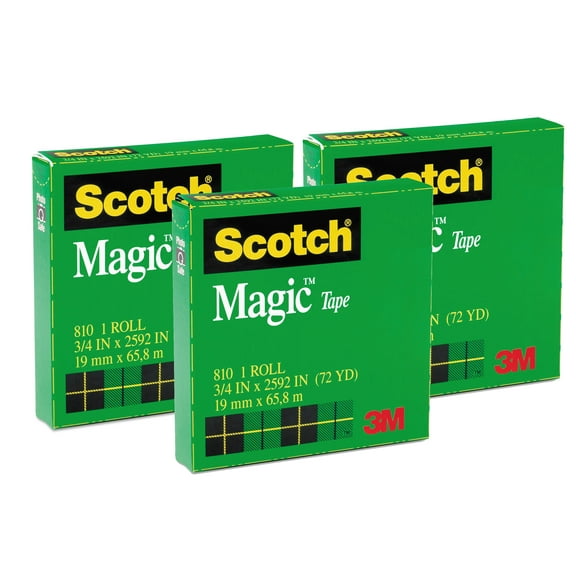 3 ROLLS 3M #810 Magic Tape, 3/4" x 72 yds.