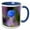 Blue/White, variant on 3drose, Tiny Blue Water Iris, 11oz Two-tone Black Mug