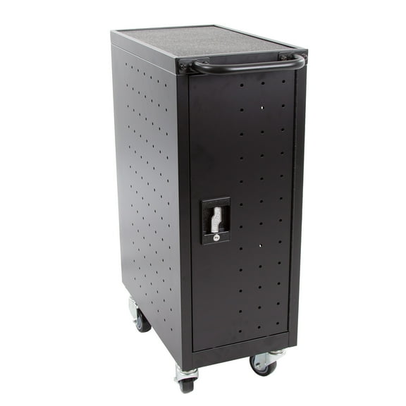 Stand Steady Line Leader Compact Mobile Charging Cart for Chromebooks, Laptops, Tablets and More - Charges and Stores 16 Devices - Includes Power Strip and Locking Cabinet (12.13" x 23.25" x 34")