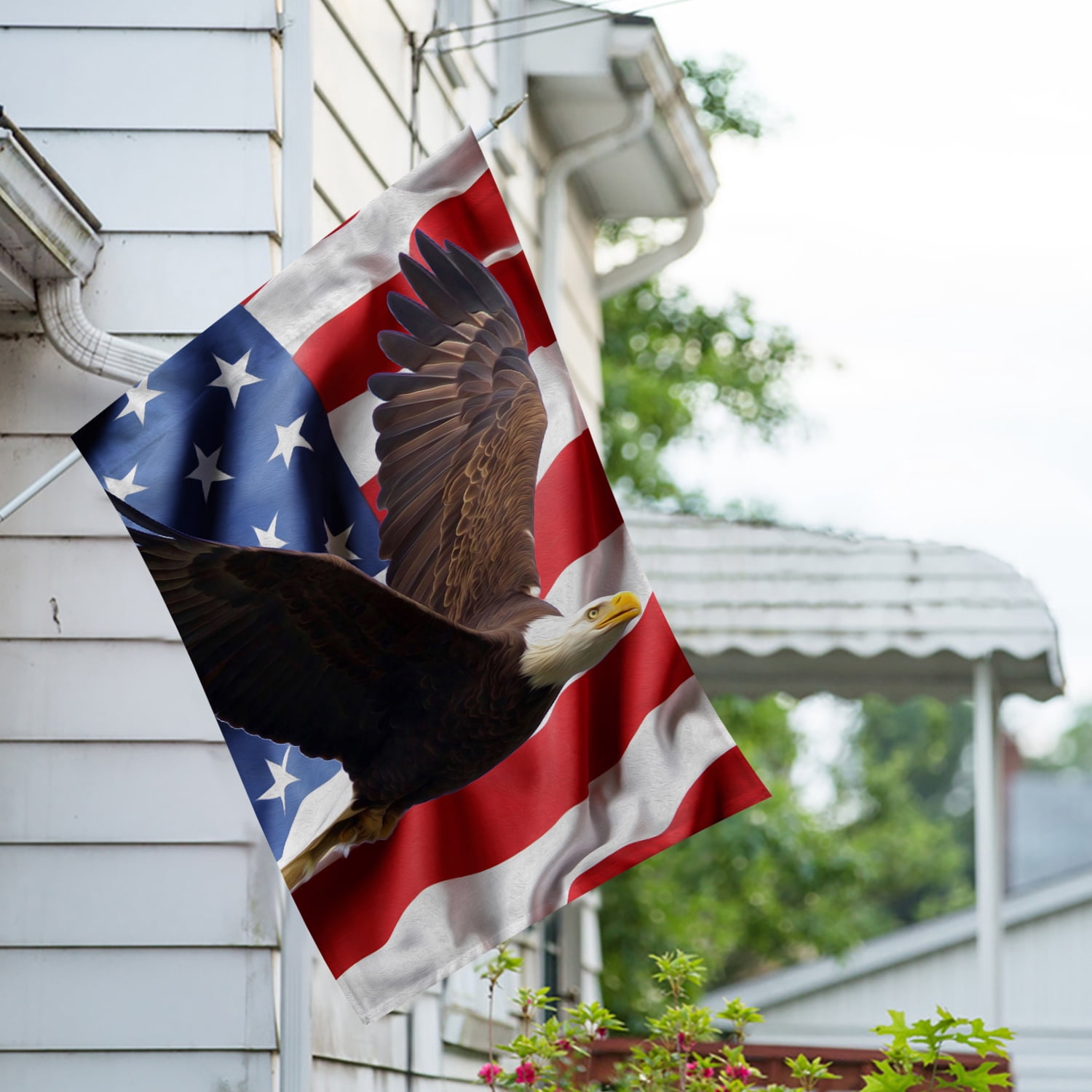 America Forever Wings of Freedom House Flag, 28 x 40 inch Double Sided, Bald Eagle American Flag Patriotic 4th of July Liberty Freedom Wings Soaring Outdoor Decor