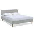 thumbnail image 2 of Low Upholstered Platform Bed In Grey , Queen Size - Foam Filled, No Box Spring Required, Compatible With Adjustable Bases & Mattresses, 85" W X 64.5" D 40.5" H, Needed, Bases, Wood Legs, 2 of 5
