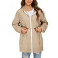 thumbnail image 2 of Delayuji Womens Waterproof Coat Solid Color Hooded Sun Protection Jacket Lightweight Sports Outdoor Zipper Jacket, 2 of 6