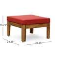 thumbnail image 4 of Wilcox Outdoor 5 Piece Acacia Wood Sectional Sofa Set with Cushions, Teak, Red, 4 of 8