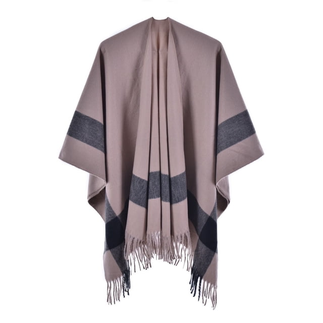 Wraps Women's Plaid Shawl Wraps Open Front Poncho Cape Oversized Sweaters Casual Cardigan Shawls For Fall Winter Wraps