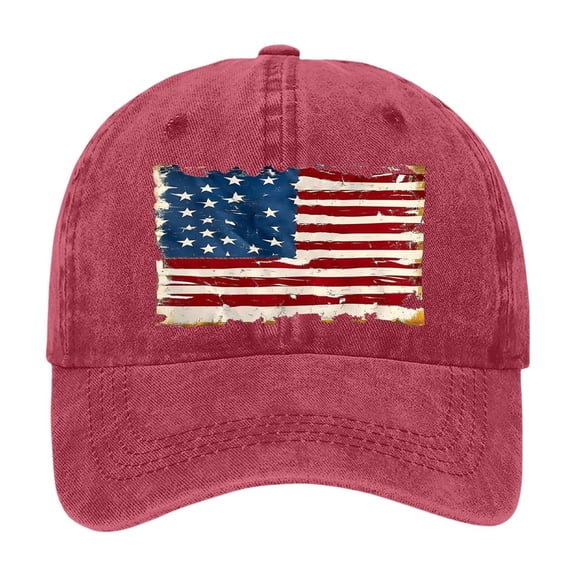 Gsakboxl Trucker Hat Unisex Vintage Striped USA American Flag Print Snapback Baseball Cap Adjustable Sun Hat For Men Women Red