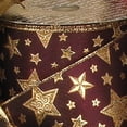 thumbnail image 3 of Burgundy and Gold Star Print Wired Craft Ribbon 5" x 20 Yards, 3 of 3
