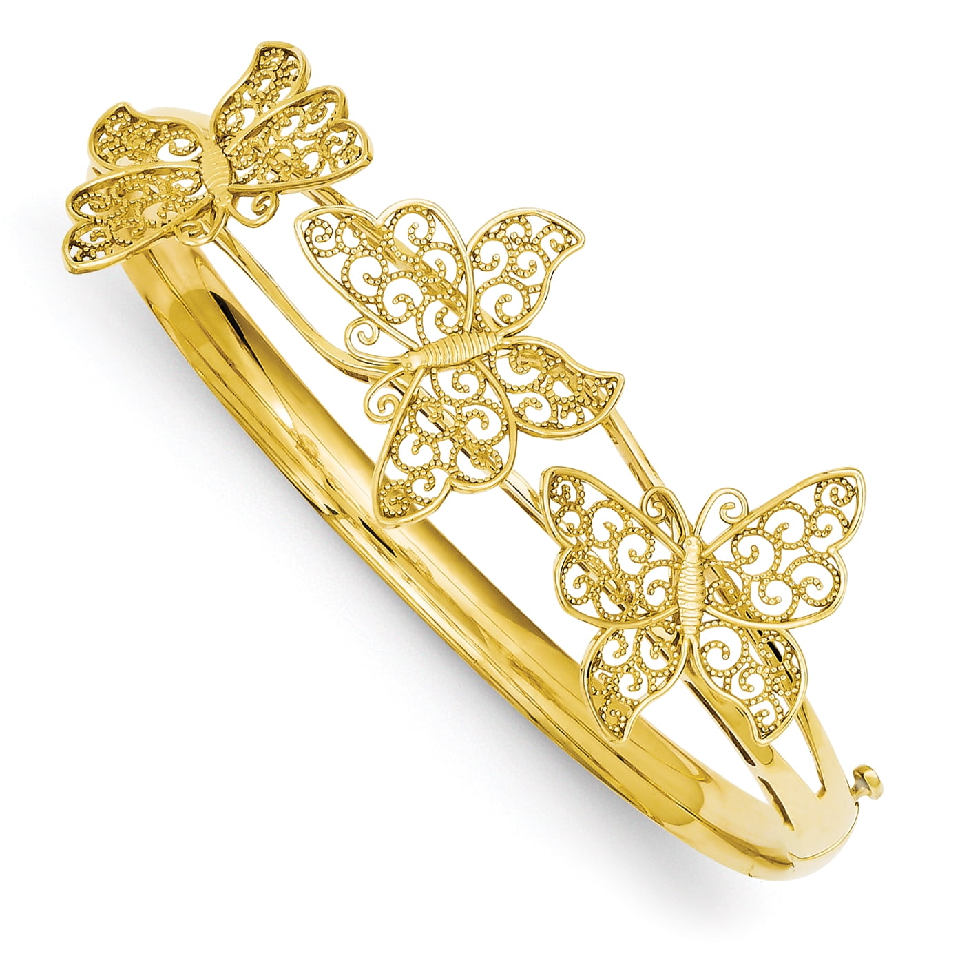 14k Yellow Gold Butterfly Bangle Bracelet by