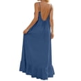 thumbnail image 6 of Womens Summer Sleeveless Backless Cami Dress Adjustable Spaghetti Strap Ruched Ruffle Hem Flowy Beach Vacation Sundress, 6 of 7
