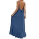thumbnail image 4 of Mujeres Maxi Vestido de Verano Lino Siente V-Cuello Estilo de Suspensión sin Espalda Ajustable Volantes Doblado, Suelto Vestido Fluido para las Mujeres Playa, 4 of 6